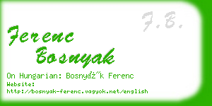 ferenc bosnyak business card